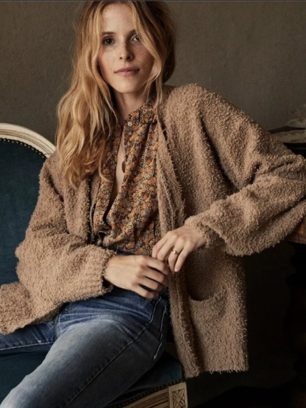 DOEN ARDEN CARDIGAN SWEATER CAMEL SIZE S